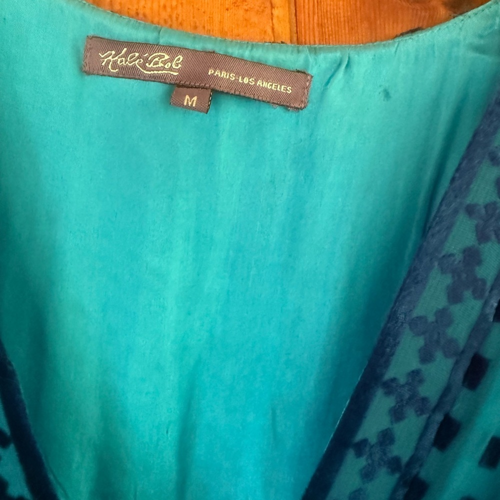 Hale Bob vibrant Blue Floral flocked velvet and chiffon beaded Dress - Picture 4 of 5